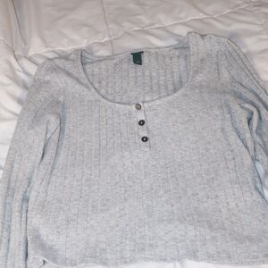 Wild Fable Light Gray Ribbed Knit Top